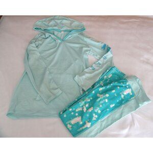 Under Armour Teal Colored Hooded Top & Leggings Set - Girls Size L Large
